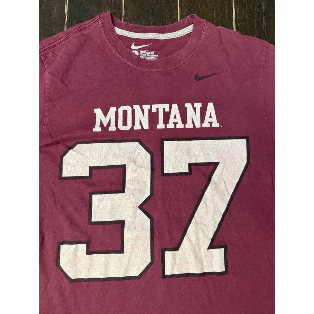 Nike Montana Grizzlies #37 Legacy Shirt Mens L Football Tee Maroon NCAA Rare
